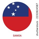 Flag Of Samoa, Samoa flag vector illustration, Samoa flag in a circle.