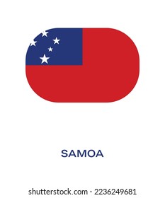 Flag of Samoa, Samoa flag vector illustration, Samoa flag in rounded corner, Button style Samoa flag.