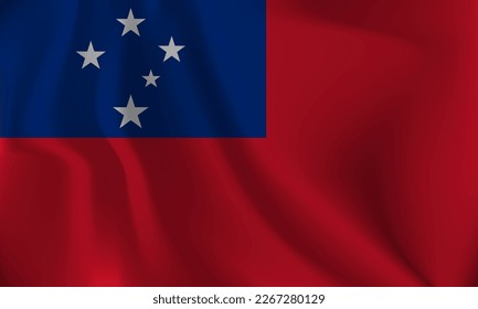 Flag of Samoa, with a wavy effect due to the wind.