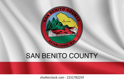 Flag of San Benito County, California, USA. Realistic waving flag of San Benito County vector background.