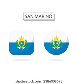 Flag of San Marino 2 Shapes icon 3D cartoon style.