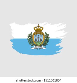 Flag of San Marino with brush stroke effect, San Marino flag templaete design. Vector Eps 10