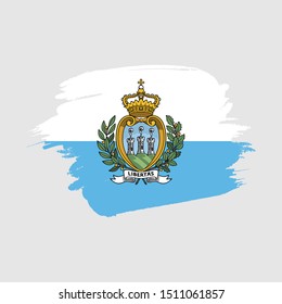 Flag of San Marino with brush stroke effect, San Marino flag templaete design. Vector Eps 10