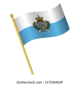 Flag of San Marino, San Marino flag Golden waving isolated vector illustration eps10.