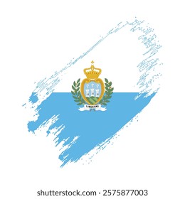 Flag of San Marino Grunge Brush Stroke Style Vector