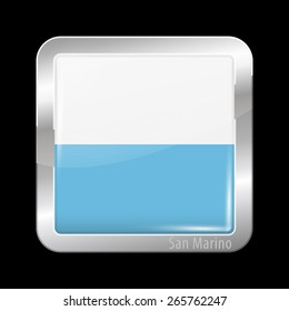 Flag of San Marino. Metal Icons Square Shape. This is File from the Collection European Flags
