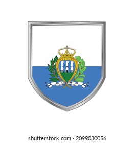 Flag of San Marino with metal shield frame
