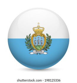 Flag of San Marino as round glossy icon. Button with flag colors