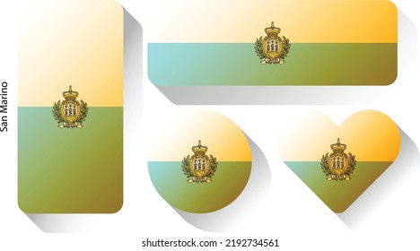 Flag of San Marino , set of flags , flag button , Heart of flag	