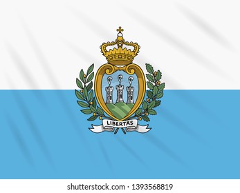 Flag San Marino swaying in wind, realistic vector