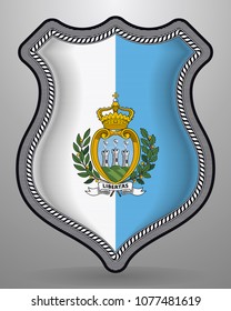 Flag of San Marino. Vector Badge and Icon. Vertical Orientation Version