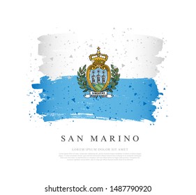 Flag of San Marino. Vector illustration on a white background. Brush strokes are drawn by hand. Independence Day