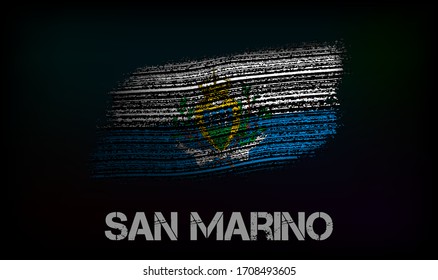 Flag of the San Marino. Vector illustration in grunge style with cracks and abrasions. Good image for print