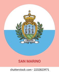 Flag Of San Marino, San Marino flag vector illustration, San Marino flag in a circle.