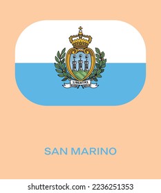 Flag of San Marino, San Marino flag vector illustration, San Marino flag in rounded corner, Button style San Marino flag.