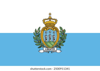 Flag of San Marino. Vector illustration. Accurate dimensions, element proportions and colors.