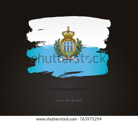 Flag of San Marino. Vector illustration on a black background. Beautiful brush strokes. Abstract concept. Elements for design.