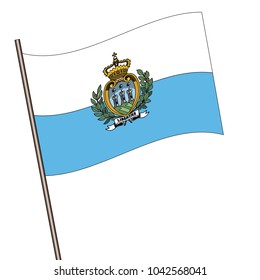 Flag of San Marino , San Marino flag waving isolated vector illustration