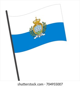 Flag of San Marino , San Marino flag waving isolated vector illustration