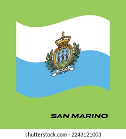 Flag of San Marino, Waving National flag of San Marino, National flag of San Marino vector illustration.