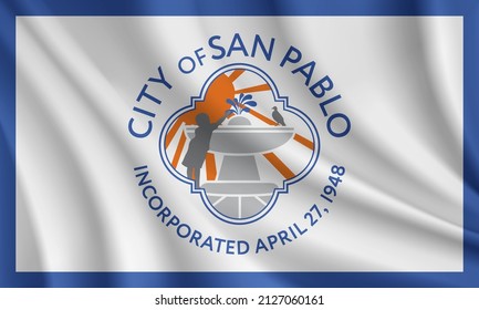 Flag of San Pablo, California, USA. Realistic waving flag of San Pablo vector background.