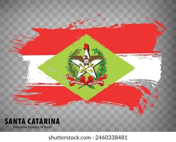 Flag of Santa Catarina from brush strokes. Federal Republic of Brazil. Waving Flag Santa Catarina of Brazil on transparent background for your web site design, app, UI. Brazil. EPS10.