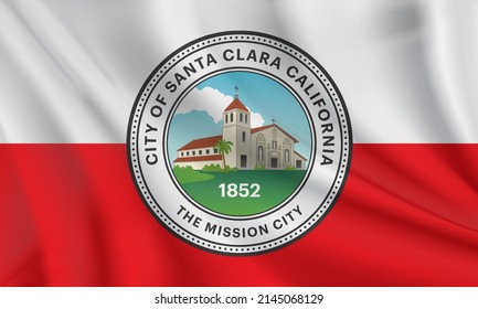 Flag Of Santa Clara, California, USA. Realistic Waving Flag Of Santa Clara Vector Background.