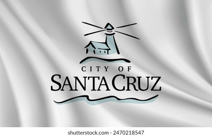 Flag of Santa Cruz, California, USA. Realistic waving flag vector background.