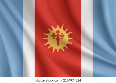 Flag of Santiago del Estero Province, Argentina. Realistic waving flag of Santiago del Estero Province vector background.