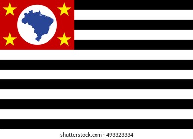 Flag of Sao Paulo, Brazil state, in correct size, proportion, colors. Brazilian patriotic element and official symbol, banner. Vector illustration