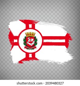 Flag of Sao Paulo city  from brush strokes. Federal Republic of Brazil. Flag of  Sao Paulo  on transparent background for your web site design, app, UI.  EPS10.