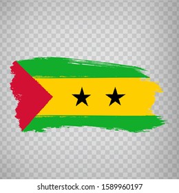Flag of Sao Toma and Principe from brush strokes. Flag DR Sao Toma and Principe on transparent background for your web site design, logo, app, UI.  Africa. Stock vector.  EPS10.