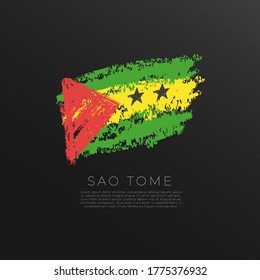 Flag of Sao Tome in Grunge Brush Stroke : Vector Illustration