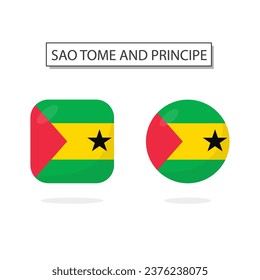 Flag of Sao Tome and Principe 2 Shapes icon 3D cartoon style.