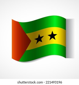 Flag of Sao Tome and Principe Banner of the country in waveform fluttering in the wind. Independence Day News Flat Volumetric Image Language National Logos Stock Vector Illustration Icon Picture. 