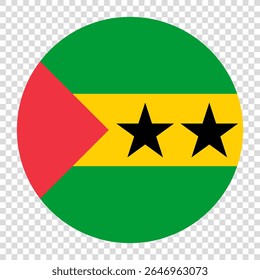 Flag of SAO Tome and Principe. SAO Tome and Principe circle flag logo icon computer vector illustration design. Checkerboard background.