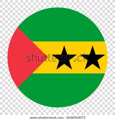Flag of SAO Tome and Principe. SAO Tome and Principe circle flag logo icon computer vector illustration design. Checkerboard background.