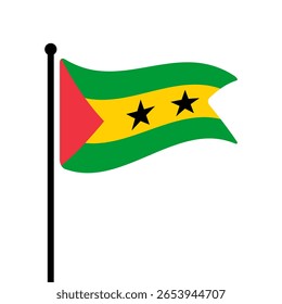 Bandeira de São Tomé e Príncipe. São Tomé e Príncipe bandeira computador digital vetor ilustração ícone design. Bandeira de mastro flutuante.