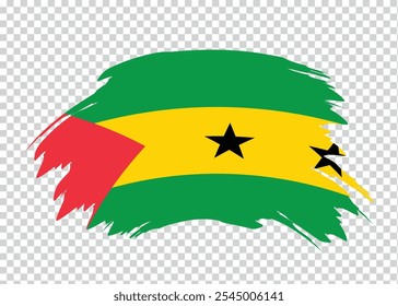 Flag of Sao Tome and Principe with distressed paint stroke brush effect on isolated background