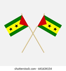 Flag of Sao Tome and Principe with flagpole. Vector illustration.