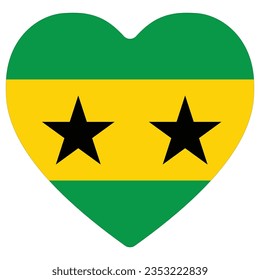 Flag of Sao Tome and Principe heart shape, love shape flag