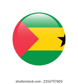 Flag of SAO Tome and Principe. Flag icon. Standard color. The round flag. 3d illustration. Computer illustration. Digital illustration. Vector illustration.