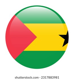 Flag of SAO Tome and Principe. Flag icon. Standard color. The round flag. 3d illustration. Computer illustration. Digital illustration. Vector illustration.