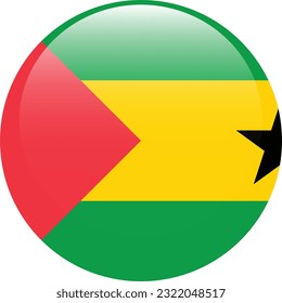 Flag of SAO Tome and Principe. Flag icon. Standard color. The round flag. 3d illustration. Computer illustration. Digital illustration. Vector illustration.