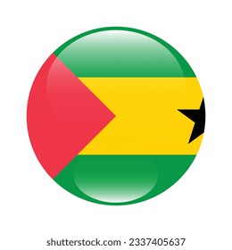 Flag of SAO Tome and Principe. Flag icon. Standard color. Circle icon flag. 3d illustration. Computer illustration. Digital illustration. Vector illustration.