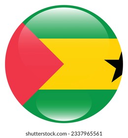 Flag of SAO Tome and Principe. Flag icon. Standard color. Circle icon flag. 3d illustration. Computer illustration. Digital illustration. Vector illustration.