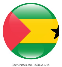 Flag of SAO Tome and Principe. Flag icon. Standard color. Circle icon flag. 3d illustration. Computer illustration. Digital illustration. Vector illustration.