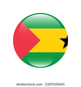 Flag of SAO Tome and Principe. Flag icon. Standard color. Circle icon flag. 3d illustration. Computer illustration. Digital illustration. Vector illustration.