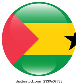Flag of SAO Tome and Principe. Flag icon. Standard color. Circle icon flag. 3d illustration. Computer illustration. Digital illustration. Vector illustration.