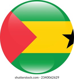 Flag of SAO Tome and Principe. Flag icon. Standard color. Circle icon flag. 3d illustration. Computer illustration. Digital illustration. Vector illustration.